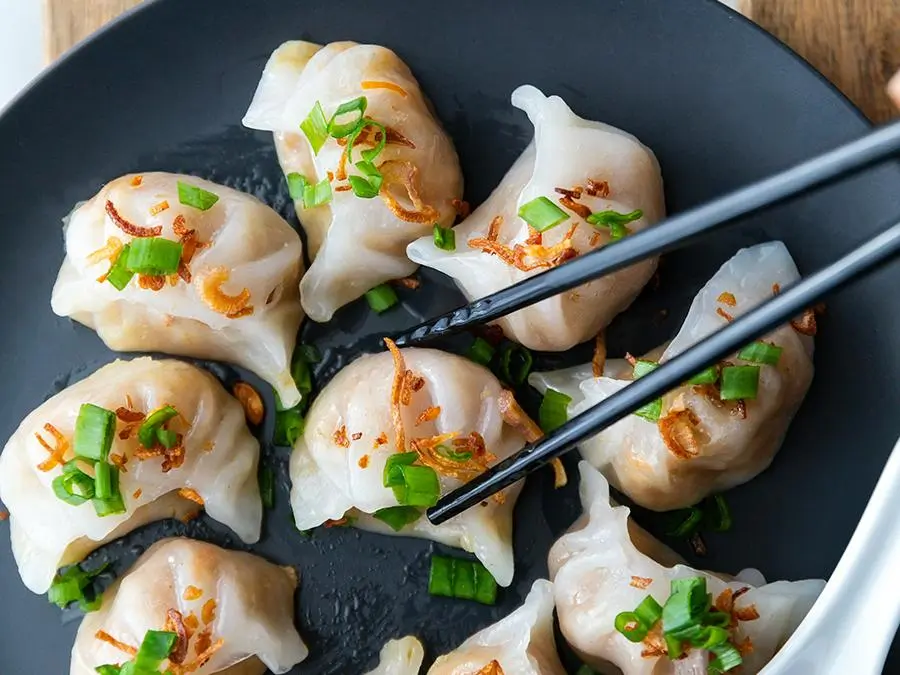 Go-Believe-Bakery-Shop-Shrimp-Dumplings-New-York Shrimp Dumplings - Translucent - skinned dumplings filled with fresh shrimps at Go Believe, a Bakery Shop in New York